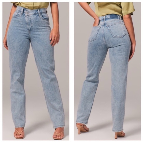 Abercrombie and Fitch The 90s Straight Ultra High Rise Jeans Medium Wash 28/6 - Picture 1 of 8